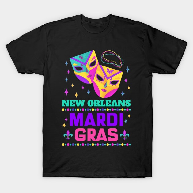 New Orleans Carnival Beads And Blings Party 2022 Mardi Gras T-Shirt by jodotodesign